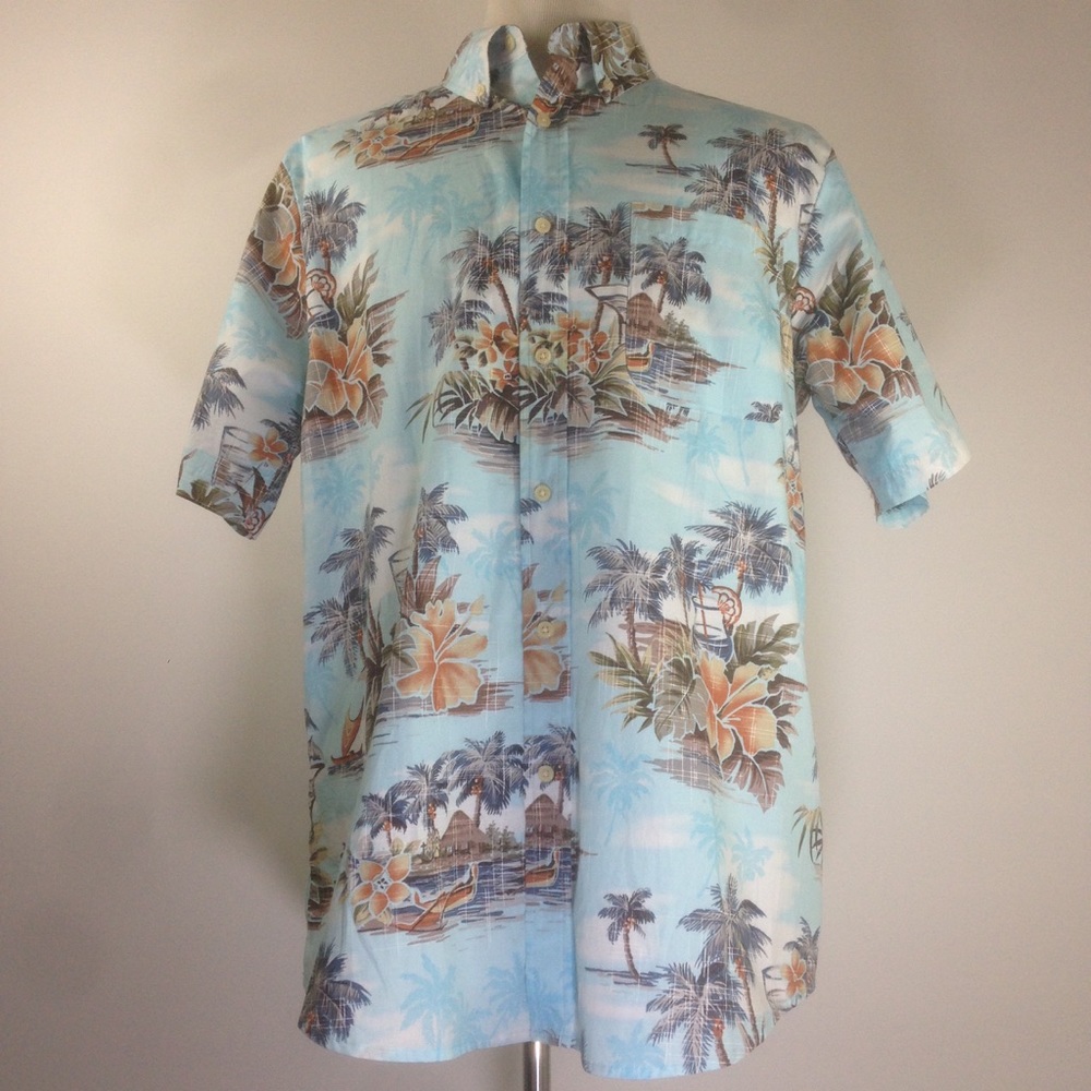 David Taylor Collection Blue Floral Hawaiian Shirt